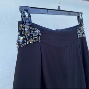 Y2K Black Rhinestone Mini Skater Skirt Size Medium